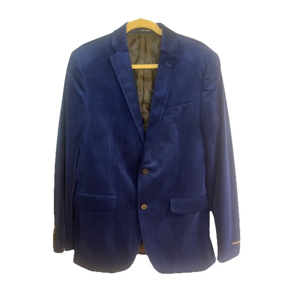 Bar III Velvet Blazer 40L Electric Blue Slim Fit Formal Dinner Jacket NWOT - Picture 2 of 16